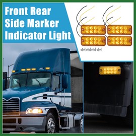 Motoforti Front Rear Side Marker Light 8 LED 3.94" for Truck Amber (Set of 4) Long-lasting