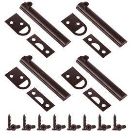 Lothee 4 Pcs Solid Brass Surface Bolt Door Slide Bolt Door Latches for Top of Door Slide Latch Lock (Oil Rubbed Bronze,4'')