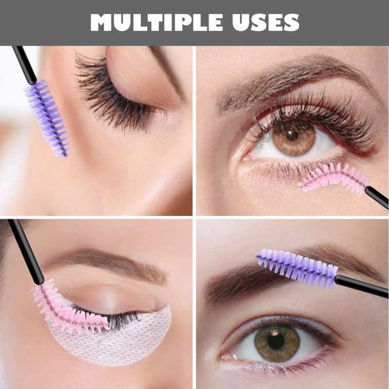 Eyelash Brush Disposable Eyelash Brushes Pink Purple Pack of 200