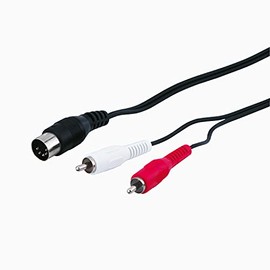 Wentronic 50014-GB 1.5m Audio Video Cable 5 pin DIN Plug to 2 x RCA Plug