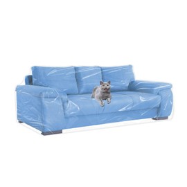 Plastic Couch Cover for Furniture Clear Thicker Plastic Sofa Cover Moving Anti-scratch Couch Protector for Cats Vinyl Slipcover Heavy Duty Waterproof Couch Covers