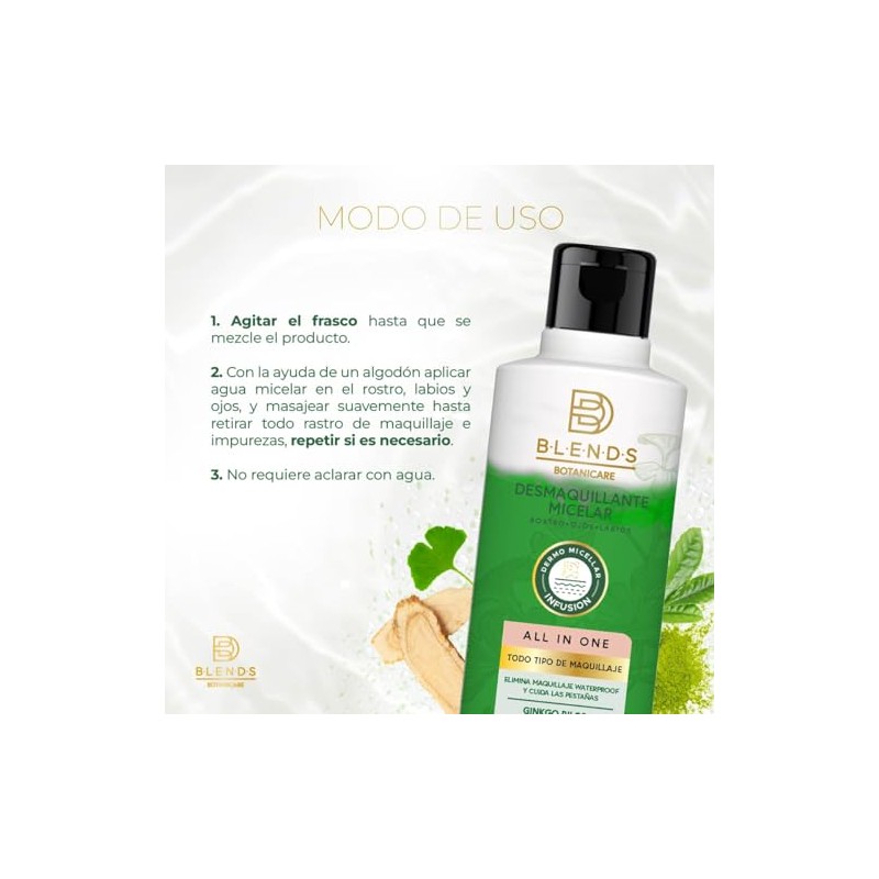 Blends Botanicare Desmaquillante Micelar Bifásico Limpia y Elimina Impurezas 350ml