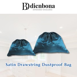Satin Dust Bags for Handbags 3 Pack - Premium Drawstring Storage Covers for Designer Purses, Luxury Closet Organizer for Women (Midnight Teal, 3 Pcs - 23.5 x 19.75 in)