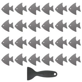 PATIKIL 24 Pcs Non Slip Bathtub Stickers, Anti Slip Shower Stickers with Scraper Bathroom Shower Floor Decals Fish Shape Cute Treads Tubs, Gray