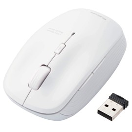 Elecom M-BL21DBSKWH Wireless Mouse, Silent, Antibacterial, 5 Buttons, 3 Adjustable Pointer Speed, White