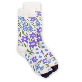PISAC Women's Daisy Crew Socks, White, Small