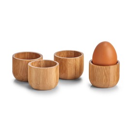 Zeller 25368 Egg Cups Set of 4 Bamboo Diameter 5 x 4 cm