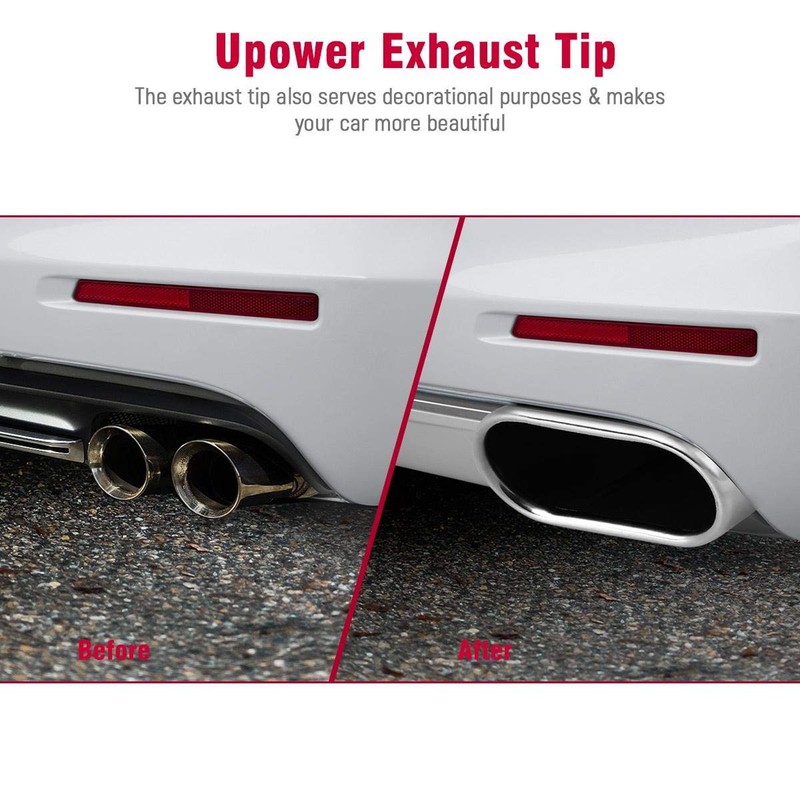 Upower Exhaust Tips 2.25" Inlet 5.5"x3" Outlet 9" Long Stainless