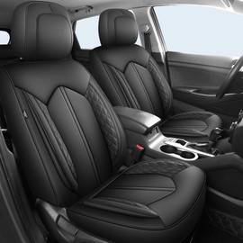 FREESOO Car Seat Covers Only Front 2pc, Breathable Faux Leather Seat Covers for Cars, Automotive Universal Seat Cover Protector Fit for Most Sedan SUV Pick-up Truck(Black)