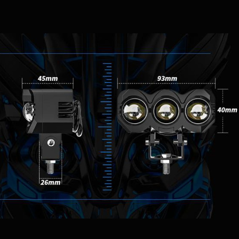2pcs Motorcycle LED Spotlight White Yellow Dual Light Aluminum IP68