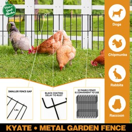 15 Panels Animal Barrier Fence, 15ft(L) X 13inch(H) No Dig Fences Rabbits Barriers, Rustproof Metal Bottom Border Dog Blockers, Ground Stakes Defense for Garden Outdoor Landscape Patio