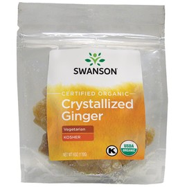 Swanson Certified Organic Crystallized Ginger w/Raw Canesugar 6 Ounce (170 g) Pkg