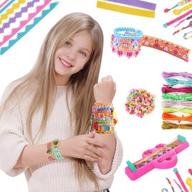 Mowytii New 2 in 1 Friendship Bracelet Making Kit, Birthday Christmas Gifts for 7-12 Years Olds, DIY Jewelry Set, Colorful Hand Rope Braided Bracelet Toys, Children's Travel Party Activity Kit