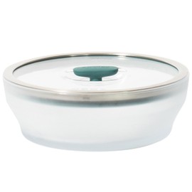 Anyday 7-Cup Microwave Cookware and Glass Container with Glass Lid, Plastic-Free Shallow Food Storage | Stackable Airtight Steamer with Vented Lid for Microwave-Safe Reheating & Steaming Vegetables