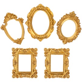 MAGICLULU 5pcs Vintage Resin Picture Frame Mini Gold Frame Antique Small Photo Frame Jewellery Display Photography DIY Small Photo Frame Creative Photo Props for Home Decoration