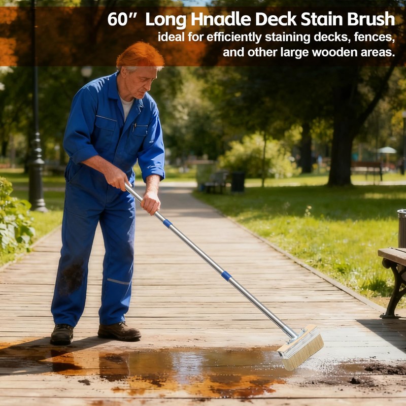 Deck Stain Brush Applicator with 60" Long Handle, 7” Wide