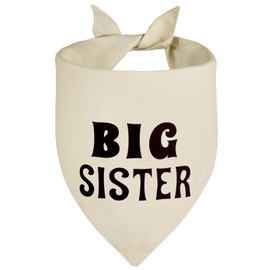Agroon Big Sister Dog Bandana Beige Small 1PCS, Adjustable Triangle Scarf, Pregnancy Announecment, New Baby for Family.