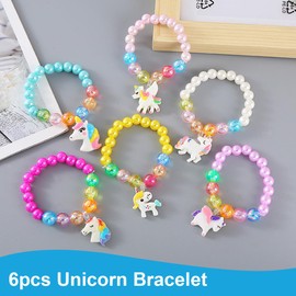 LQIOACU Children's bracelet, girl, unicorn gift, friendship bracelets, 6 pieces, suitable for birthday party gifts, prom, ceremony, daily clothing