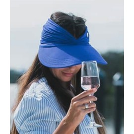 Muryobao Womens Sun Visor Hat Wide Brim Summer UPF 50+ UV Protection Beach Sport Cap Royal Blue