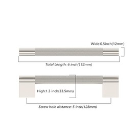Asidrama 10 Pack 5 Inch(128mm) Brushed Satin Nickel Knurled Kitchen Cabinet Handles, Cabinet Pulls Kitchen Cabinet Hardware for Cupboard Drawer Pulls