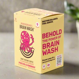 Wunderground's Brain Wash Craft Instant Coffee with Mushroom SuperBoost (30-Serving Carton)