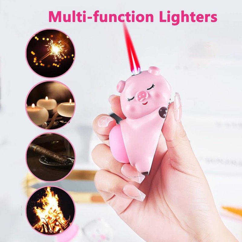 Panda Butane Torch Lighter Adjustable Flame Refillable Windproof Cool Lighter