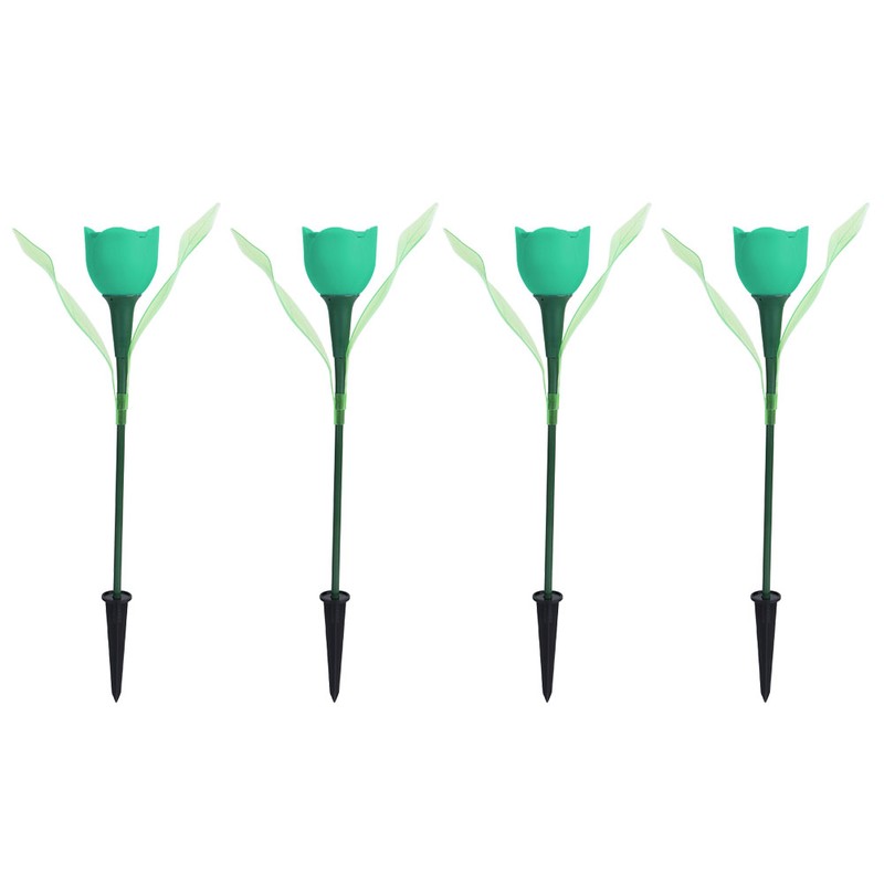 4Pcs Outdoor Solar Power Tulip LED Flower Light Waterproof Garden
