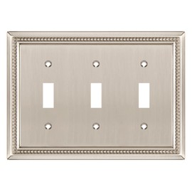 Henne Bery Sunken Pearls Heavy Duty Decorative Wall Plate Switch Plate Outlet Cover (Triple Toggle, Satin Nickel)