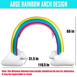 Inflatable Rainbow Cloud Sprinkler Toys, 8 x 5.5 Ft Summer Sprinkler Backyard Water Park Supply for Kids
