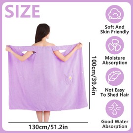 JYJLLM Womens Wearable Bath Towel， With pockets Bathrobe Bath Towel Wrap， Bathtub Shower Dress， Absorbent Bathing Skirt for Sauna Spa Shower，bath towels，Suitable for home, swimming, beach (Purple)