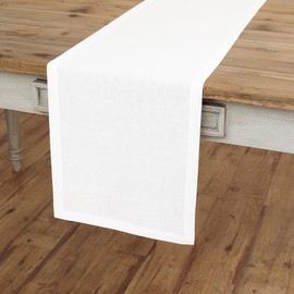 Solino Home Linen White Table Runner 36 Inches - 100% Pure Linen Small Table Runner 14 x 36 Inch Ideal for Dresser and Coffee Tables - Summer - Fete