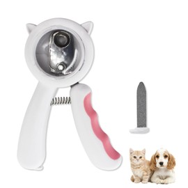 WishLotus Pet Nail Clippers, Anti-Slip and Splash Dogs Nail Clipper with Clear Baffle and Hide Nail File Cat Claw Clippers Grooming Tool Accessories for Small Animals Nail Trimming (Pink)