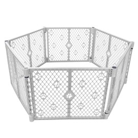 MYPET 6-Panel Paws Petyard, Gray Dog Playpen, Durable & UV-Resistant Puppy Playpen, Indoor/Outdoor Portable Dog Pen, Adjustable for Your Pet's Comfort, Friendly Design for Happy Pets