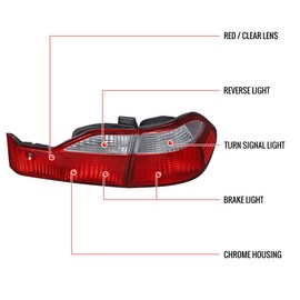 Carpartsinnovate For Honda 98-00 Accord 4Dr Sedan Tail Lights w/Bulbs Brake Rear Lamp Red Clear