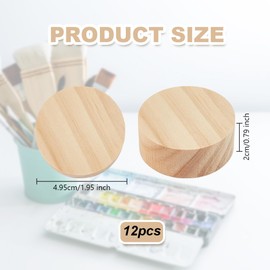 OLYCRAFT 12Pcs Unfinished Round Wooden Blocks Wooden Round Pieces 1.9 inch Blank Wood Cylinder Cutouts Wood Blank Blocks for DIY Crafts Drawing Painting Wood Engraving - 0.8 inch Thick