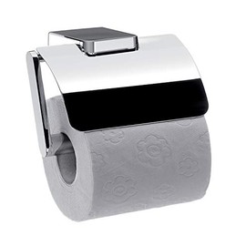 EMCO Trend Toilet Roll Holder with Lid and Handle, Elegant Wall Mounted Metal Toilet Roll Holder, Chrome