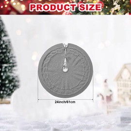 Christmas Tree Skirt,24 inches Grey Knitted Tree Skirt,Thick Yarn Kint Tree Skirt,Small Tree Skirt Christmas Decor,Christmas Tree Decoration for 1ft 2ft 3ft Tree