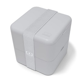 Monbento - Large Bento Box MB Square Cotton with Compartments Made in France - Leak-proof Lunch Box Perfect for Office/Meal Prep/School - BPA Free - Food Safe - Grey