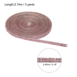 MECCANIXITY Rhinestone Ribbon Self Adhesive Crystal Rhinestone Strips 3 Yard Bling Rhinestone Ribbon Roll 2 Rows for DIY Crafts Wedding Clothing Nails Decoration, Light Pink