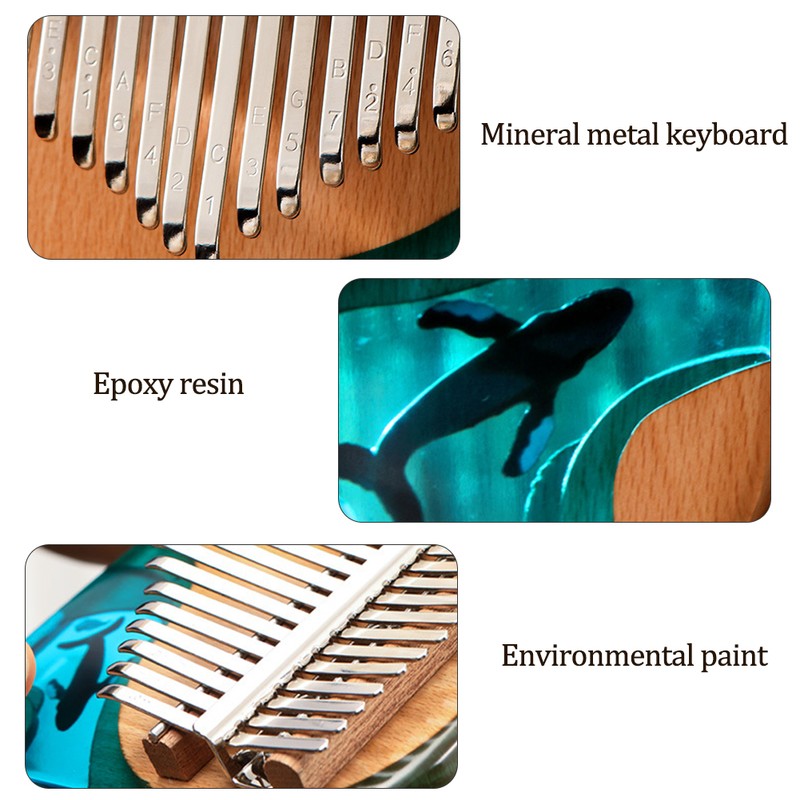 17 Keys Beech Wooden Thumb Finger Piano Mini Portable Musical