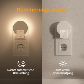 Lyridz Lyridz Nachtlicht Steckdose mit D?mmerungssensor - Hinterleuchtete Led Nachtlicht Dimmbar - 2 Stck Steckdosenlicht Warmwei?es 1-50 lm fr Flur, Treppe, Schlafzimmer, Kinderzimmer