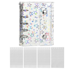 Sticker Book, Star Pattern, Clear Binder, M5/A6 Size, Includes 20 Refills, Hologram Design, Girls, Transparent, Sticker Notebook, For Promotion, Cute, Decoration Notebook, Collectible, Notebook Binder