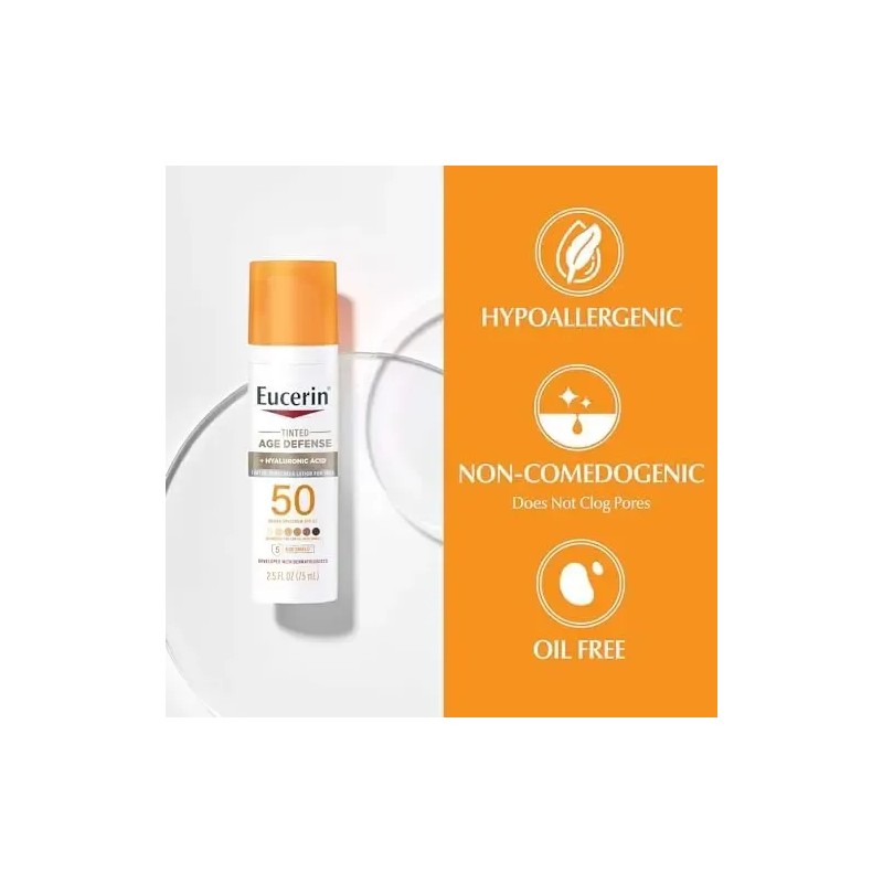 Loción Protectora Solar Eucerin Sun Tinted Age Defense Spf 50