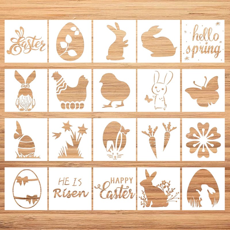 CIEMODA 4 * 4 Inch Easter Stencils Set,Easter Stencils for