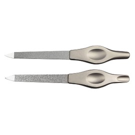 HK Manicure by Hans Kniebes, 11 cm Sapphire Nail File with Cuticle Pusher, Precise Shortening, Smoothing - Rustproof Stainless Steel