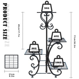 YisanCrafts Plant Stand Indoor Outdoor, 4 Tier Metal Plant Shelf Flower Pot Holder Display Racks - Wrought Iron Corner Multiple Planter Rack Organizer for Garden Patio Lawn Balcony Office Blac