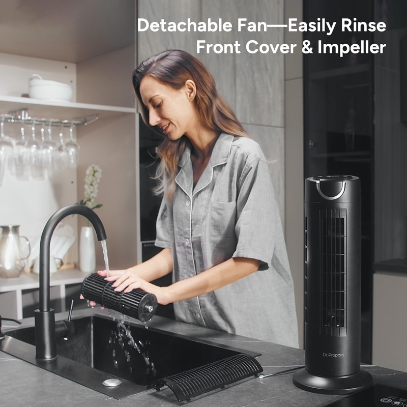 DR.PREPARE Tower Fan for Bedroom, 25 dB Quiet DC Bladeless