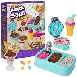 Kinetic Sand con Aroma, Set de Juego Fábrica de Helados y Postres con 3 Colores de Aroma Natural con Aroma y 6 Herramientas para Servir