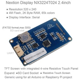 DIYmalls Nextion 2.4 inch HMI Display LCD 320x240 Resistive Touch Screen 5V 500mA for Arduino (NX3224T024)