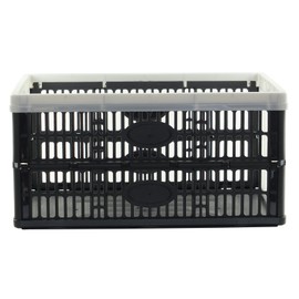 Fold Flat Crate - 32L Plastic Folding Stackable Storage Box (Pack of 1)